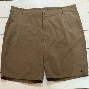 Men's Tan Flat Front Stretch Hybrid Shorts